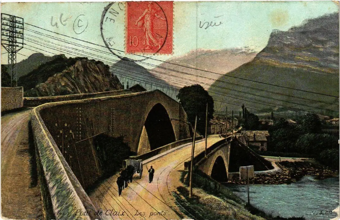 Carte postale ancienne des ponts de Claix