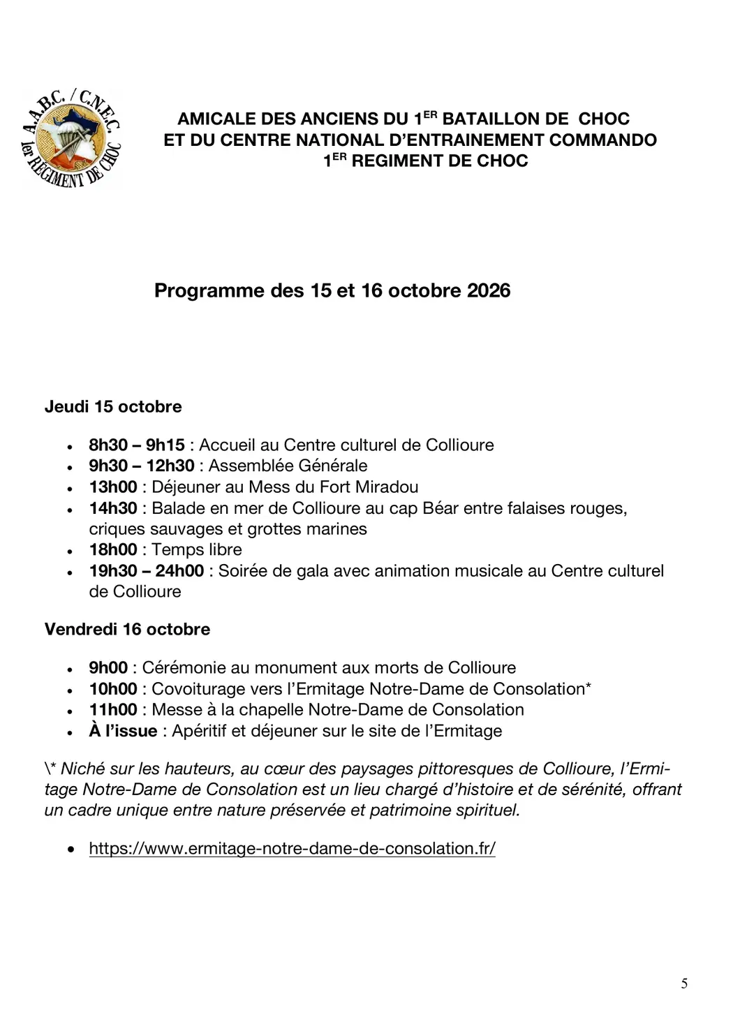 Programme détaillé des 15 et 16 octobre 2026.